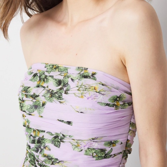 WHBM Floral Lavender strapless Maxi Dress women size 0 - Picture 3 of 11